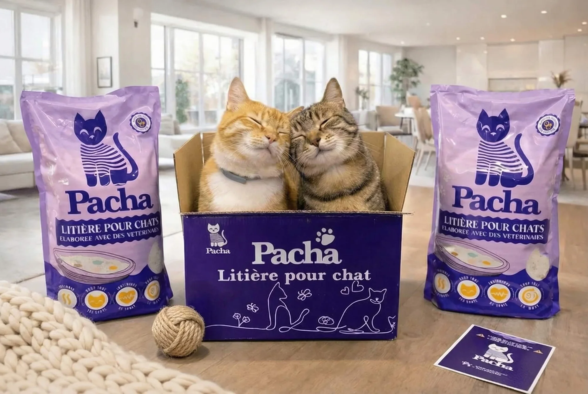 Deux chats dans leur carton de livraison Pacha